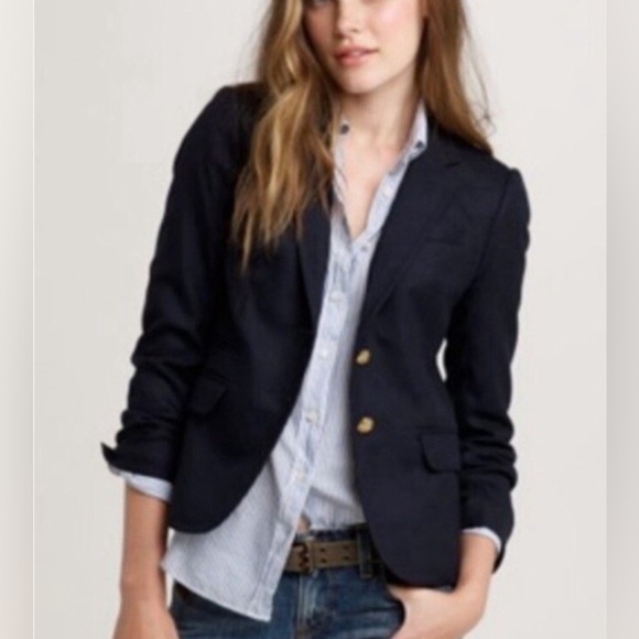 J. Crew Navy Blue Schoolboy Wool Blazer Gold Buttons size 4 - Picture 3 of 15